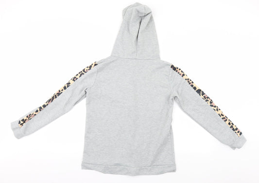 Preworn Womens Grey Animal Print Full Zip Hoodie Size S