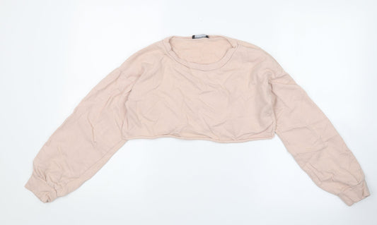 PRETTYLITTLETHING Womens Pink Pullover Sweatshirt Size 6 - Cropped