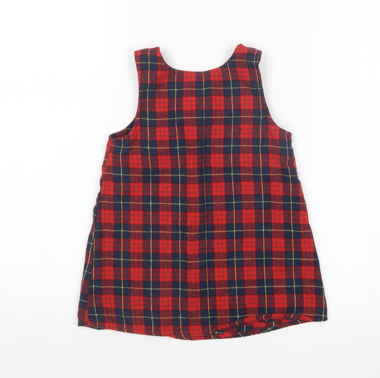 PatPat Girls Multicoloured Plaid Pinafore/Dungaree Dress Size 12-18 Months