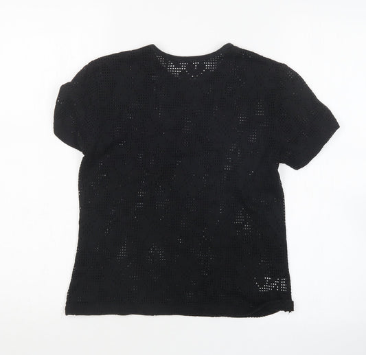 St Michael Womens Black Basic T-Shirt Size 10