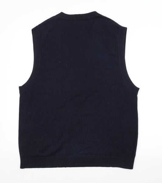 Claiborne Mens Blue Argyle/Diamond Vest Jumper