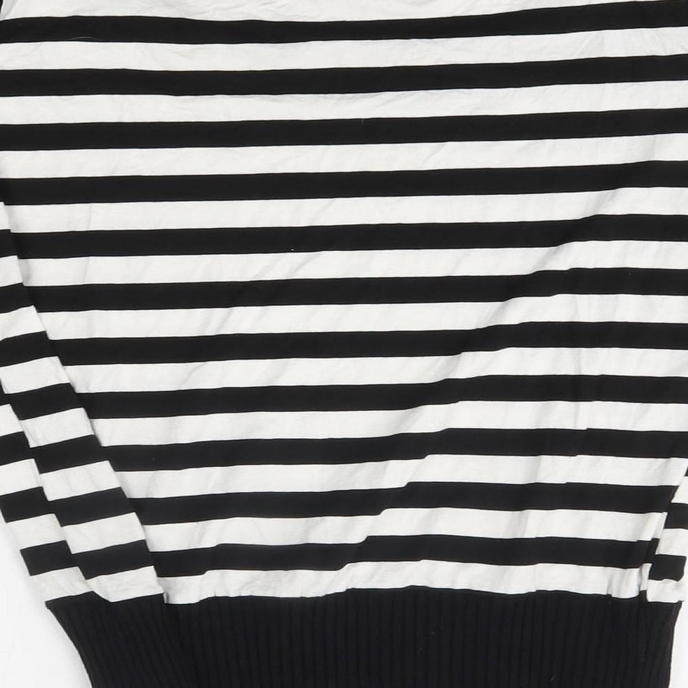 rebel rebel Womens White Striped Pullover Jumper Size 12 - shoulder cut outs
