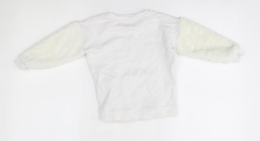 George Girls White Pullover Sweatshirt Size 2-3 Years - happy and cute