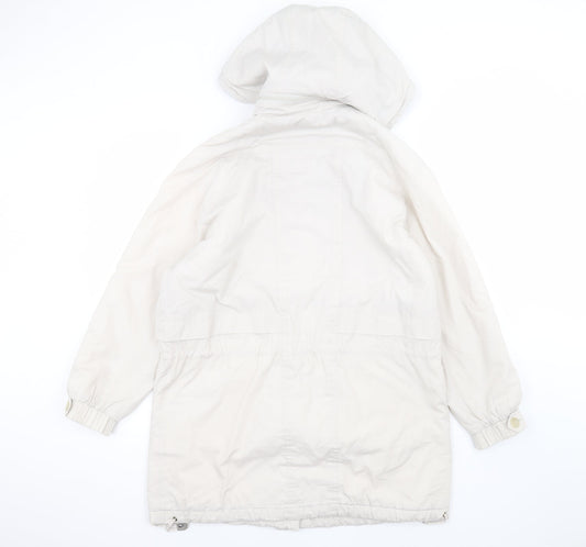 Elegance Womens White Parka Coat Size S