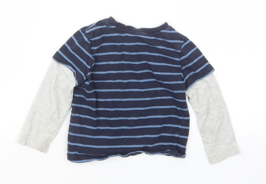 F&F Boys Blue Striped Basic T-Shirt Size 12-18 Months