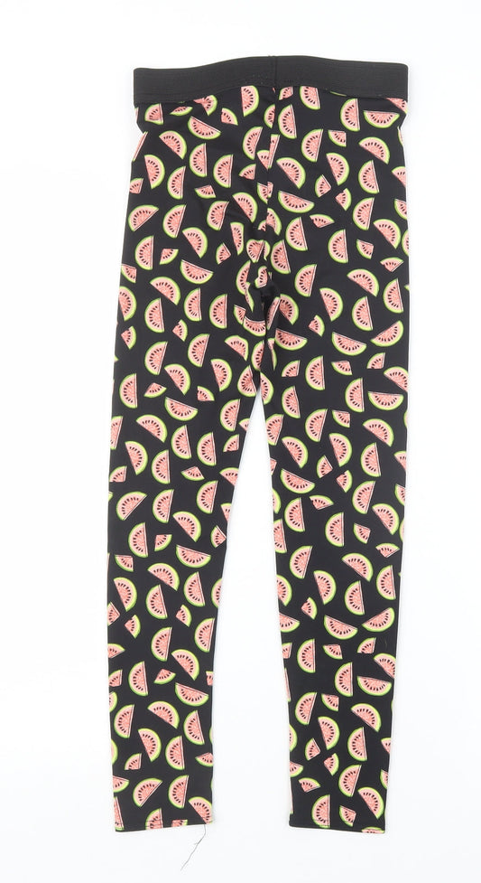 Atmosphere Womens Black Geometric Capri Leggings Size 6 L21.5 in