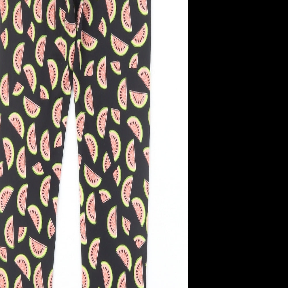 Atmosphere Womens Black Geometric Capri Leggings Size 6 L21.5 in