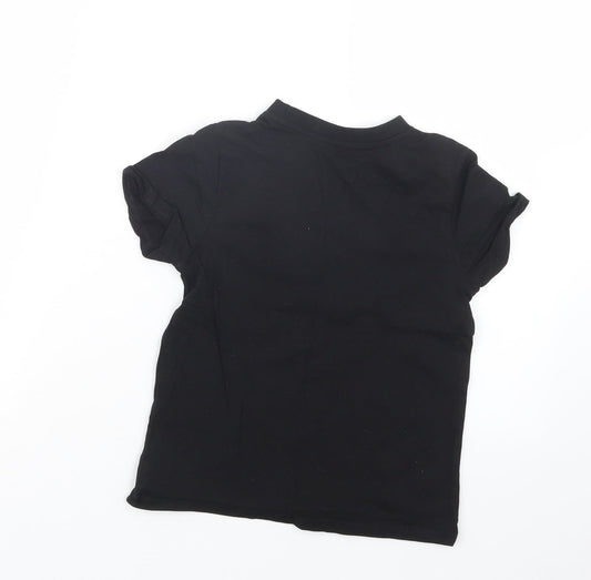Matalan Girls Black Basic T-Shirt Size 7 Years - Christmas