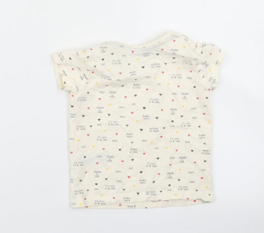 Primark Girls Ivory Polka Dot Basic T-Shirt Size 9-12 Months