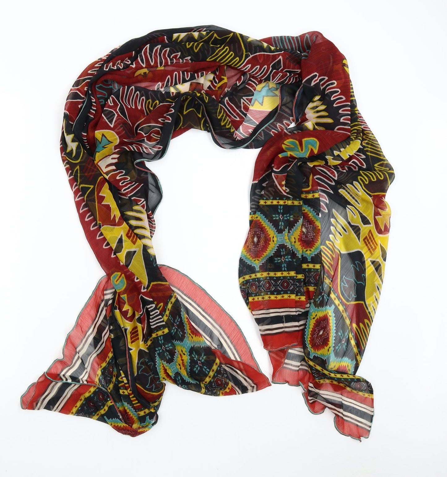 Preworn Womens Multicoloured Geometric Chiffon Scarf