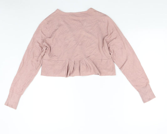 Bonmarché Womens Pink Knit Wrap Jumper Size M