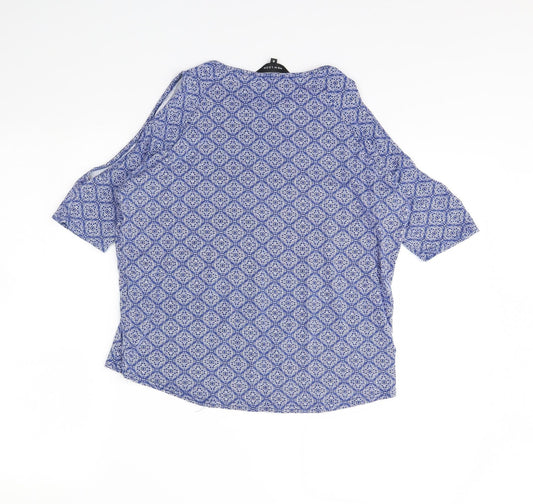 New Look Womens Blue Geometric Basic Blouse Size 8
