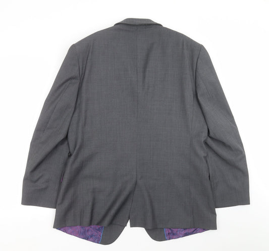 Preworn Mens Grey Striped Jacket Suit Jacket Size 42