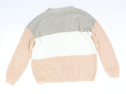 pEP&CO Womens Beige Striped Pullover Jumper Size M