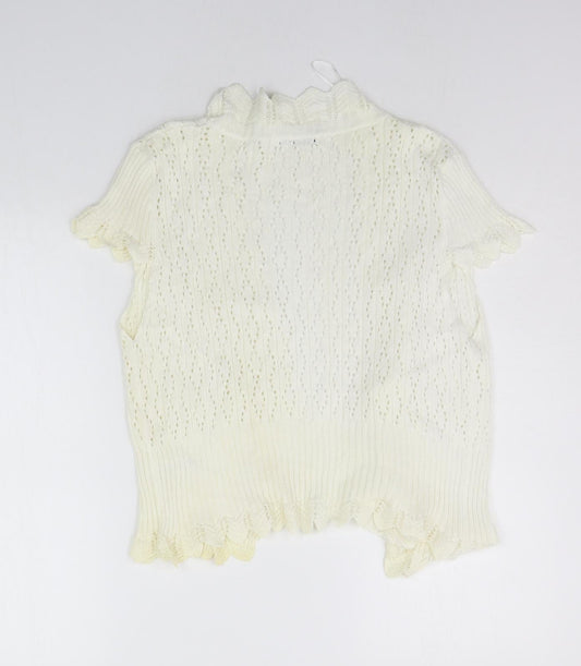 M&Co Womens White Cardigan Jumper Size L