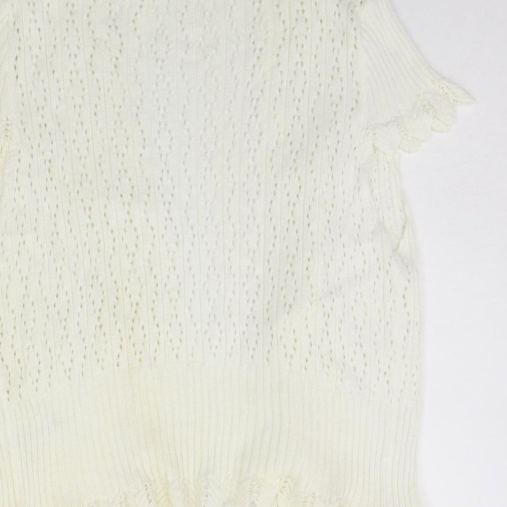 M&Co Womens White Cardigan Jumper Size L