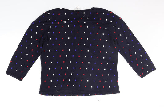 county casual Womens Blue Polka Dot Pullover Jumper Size L