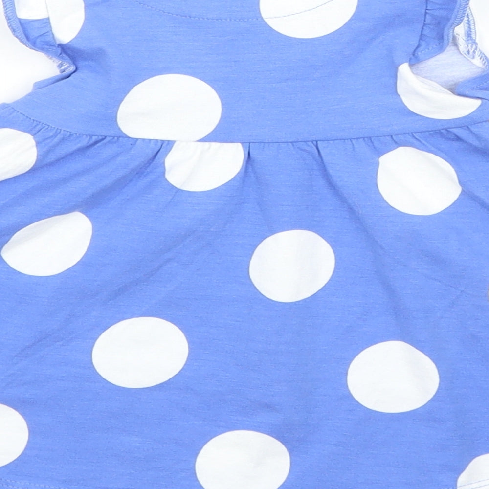 M&S Girls Blue Polka Dot A-Line Size 0-3 Months