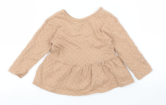 George Girls Brown Polka Dot Basic T-Shirt Size 6-9 Months