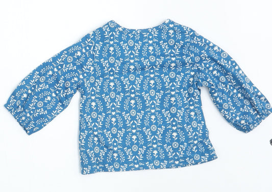 Mini Club Girls Blue Floral Basic T-Shirt Size 0-3 Months