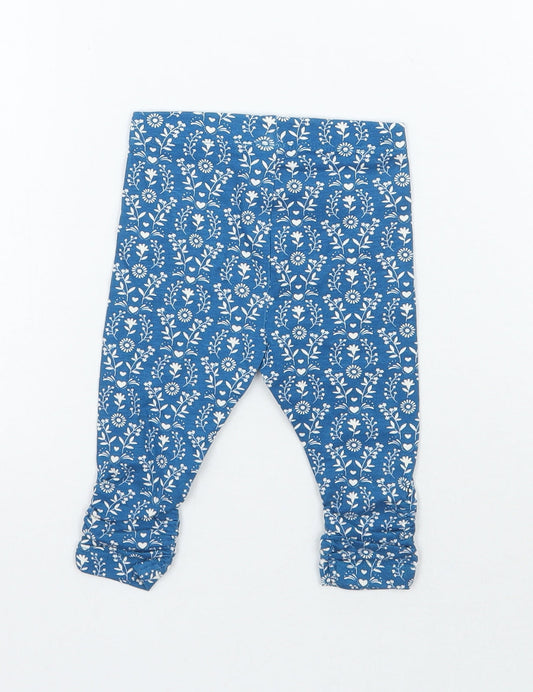 Mini Club Girls Blue Floral Sweatpants Trousers Size 0-3 Months