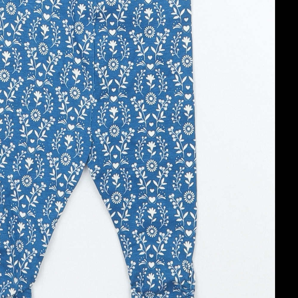 Mini Club Girls Blue Floral Sweatpants Trousers Size 0-3 Months