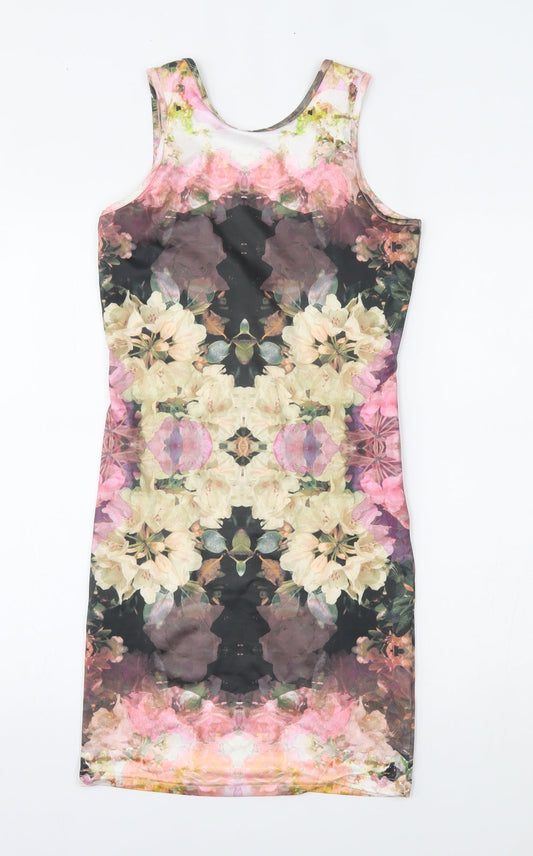 Topshop Womens Multicoloured Floral Bodycon Size 8