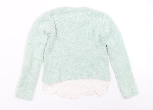 H&M Girls Green Pullover Jumper Size 11-12 Years