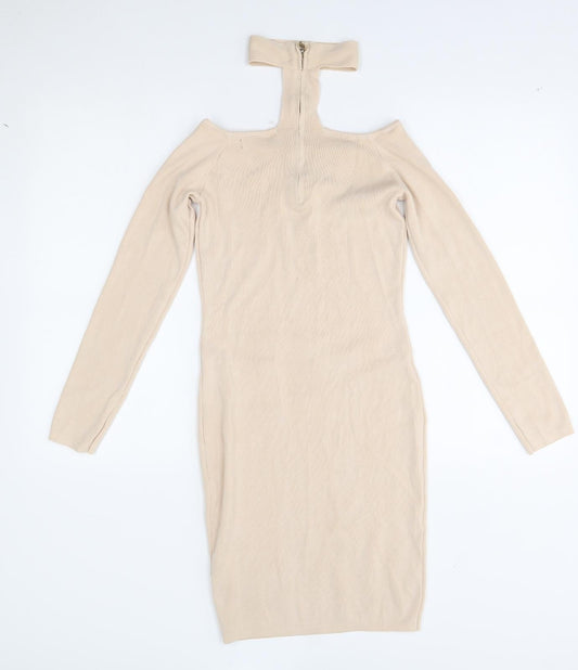 TU Womens Beige Bodycon Size 12 - with collar