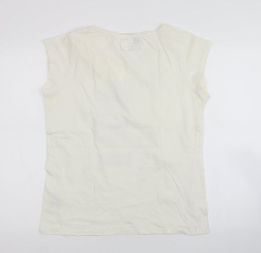 Niren Womens White Basic T-Shirt Size 14