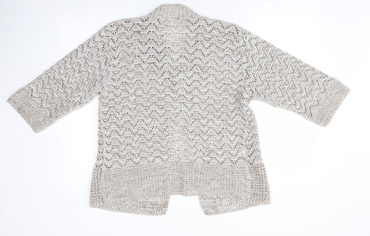 Preworn Womens Brown Cardigan Jumper Size S - open knit