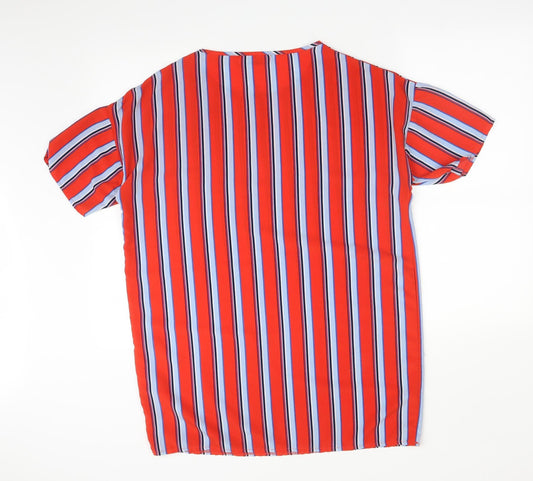 DIFFUSE Womens Multicoloured Striped Basic T-Shirt Size 10