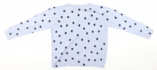 Marks and Spencer Womens Blue Polka Dot Pullover Jumper Size 16