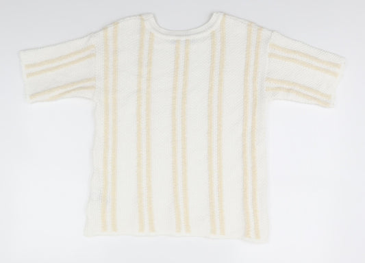 Marks and Spencer Womens White Striped Pullover Jumper Size 12