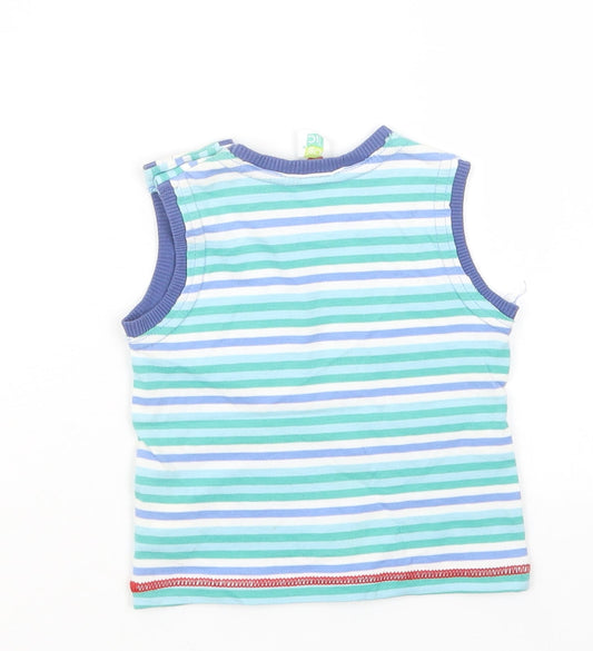 Miobic Boys Blue Striped Basic T-Shirt Size 0-3 Months
