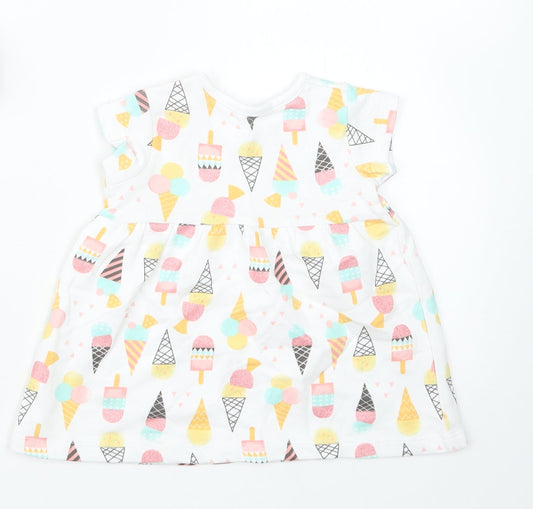 Nutmeg Girls White Geometric T-Shirt Dress Size 3-6 Months