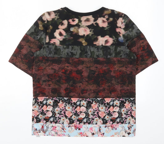 Topshop Womens Multicoloured Floral Basic T-Shirt Size 8