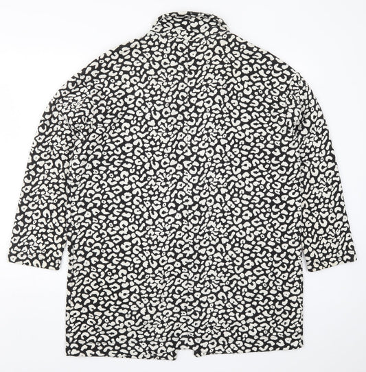 M&Co Womens Black Animal Print Jacket Size 14 - Black and White