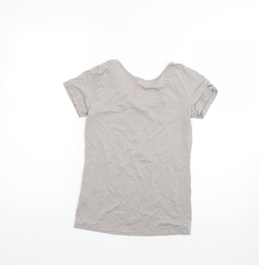 alrism Womens Grey Basic T-Shirt Size S