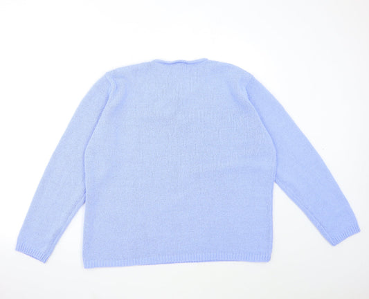 Claire Ashton Womens Blue Knit Pullover Jumper Size 14