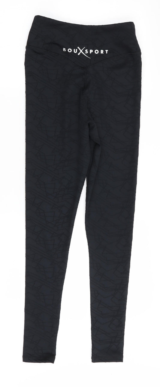boux sport Womens Black Geometric Jegging Leggings Size 6 L27 in - Stretch waistband/legging