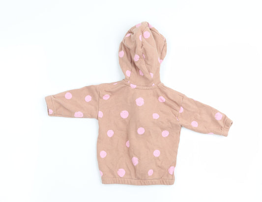 Asda George Girls Beige Polka Dot Full Zip Jumper Size 0-3 Months