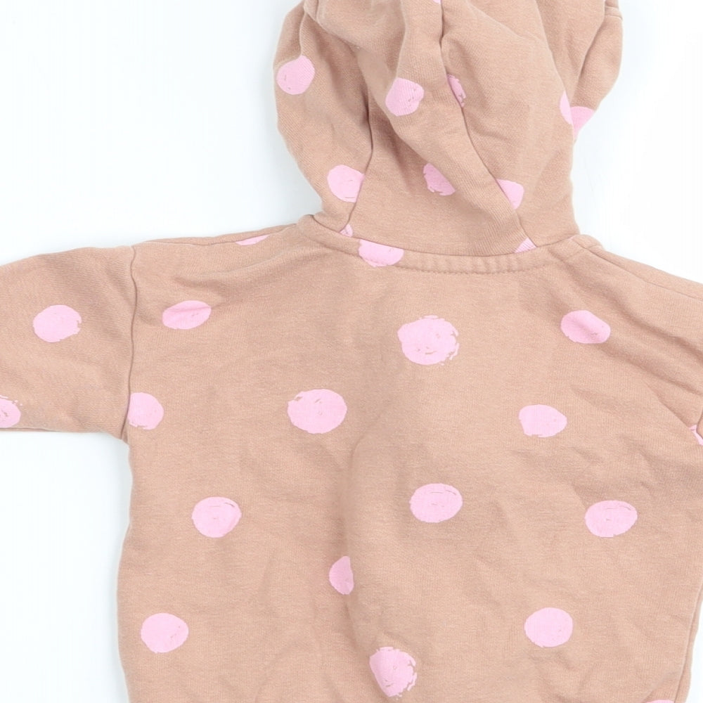 Asda George Girls Beige Polka Dot Full Zip Jumper Size 0-3 Months