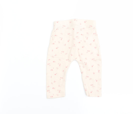 Asda George Girls Beige Floral Jogger Leggings Size 3-6 Months - legging