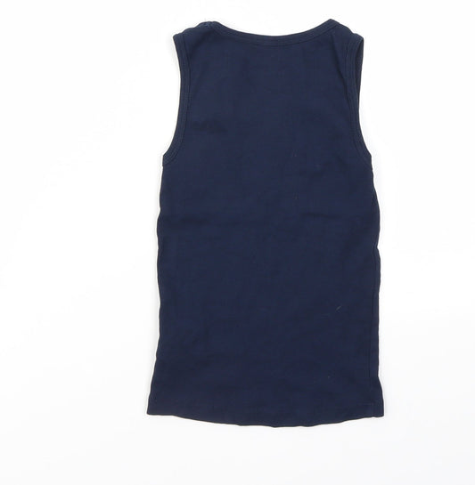 H&M Girls Blue Basic T-Shirt Size 5-6 Years