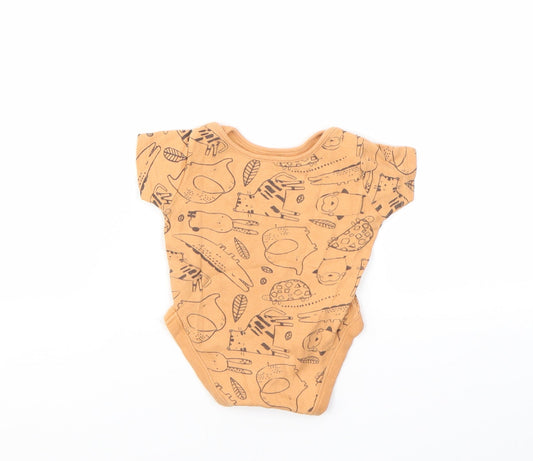 ANYDAY Girls Orange Animal Print Babygrow One-Piece Size 3-6 Months