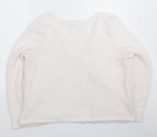 Boohoo Womens White Knit Pullover Jumper Size 20