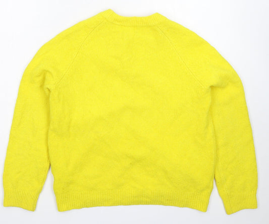 H&M Womens Yellow Knit Pullover Jumper Size M