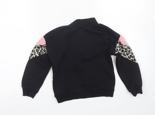 I love Girlswear Girls Black Striped Pullover Sweatshirt Size 5 Years