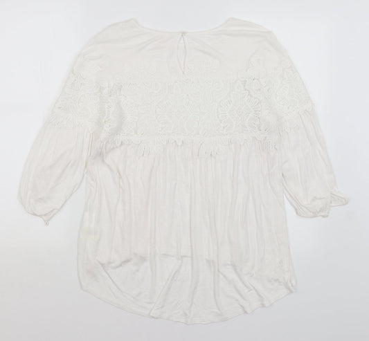 Advia Womens White Basic Blouse Size S